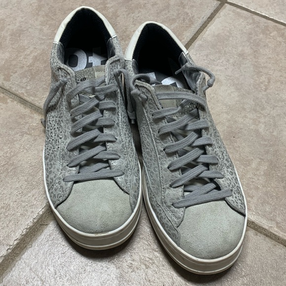 P448 John Metallic Leopard Print Suede Leather Low Top Sneakers - Picture 10 of 16